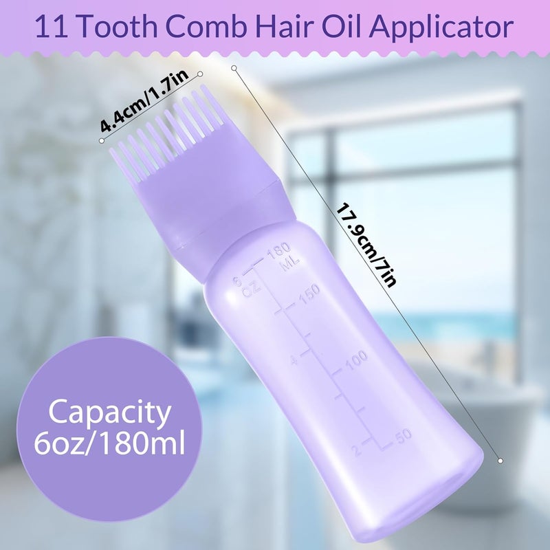 Dymoece D Root Comb Applicator Bottle 6 Ounce Hair Oil Applicator for Hair Dye, Hair Oiler Comb Bottle with Graduated Scale - Image 2